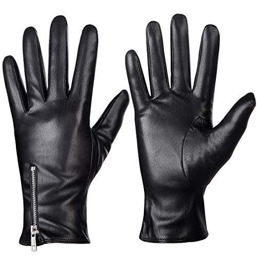 Dsane Winterhandschuhe aus Leder für Damen, Touchscreen Texting Warm Fahren Handschuhe (Schwarz, XL) von Dsane