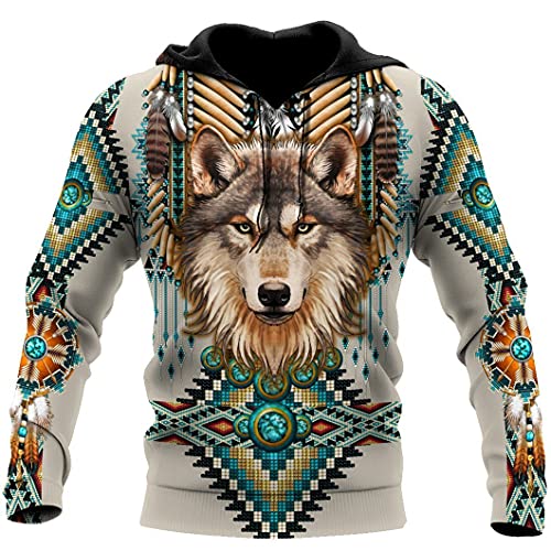 Harajuku Kapuzenpullover für Herren und Damen, 3D-Druck, mit Wolfsmotiv, Reißverschluss, Unisex, Herbstjacke, Kapuzenpullover mit 3D-Druck 5, 5X-Large von Dsimilarl