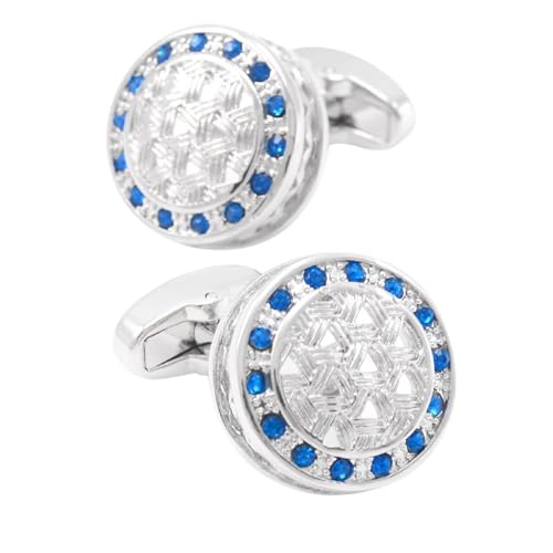 Dsnyu Manchettenknoepfe Herren Set, Cufflinks Shirt Blauer Splitter Runden Zirkonia Hemd Anzug Schmuck mit Geschenkbox Dsnyu Manchettenknoepfe Herren Set, Cufflinks Shirt Blauer Splitter Runden Zirkonia Hemd Anzug Schmuck mit Geschenkbox von Dsnyu
