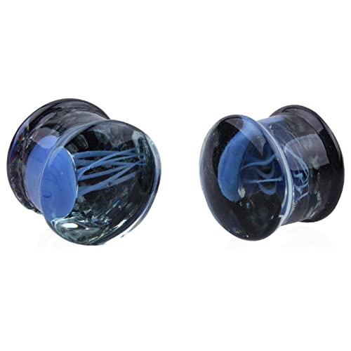 Dsnyu Ohr Plug Retro 10MM, 2PCS Nachtleuchtende Qualle Plug Ohrringe Damen, 00G Plug Glas Ohr Blau von Dsnyu