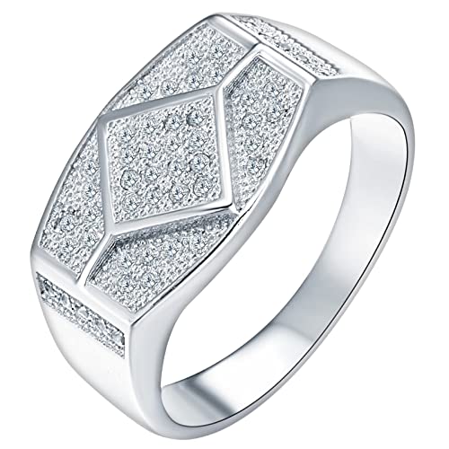 Ring Silber Damen mit Stein, Ring Damen mit Weißem Zirkonia Versilbert Schmuck Größe 54 (17.2) Geburtstag Geschenk von Dsnyu