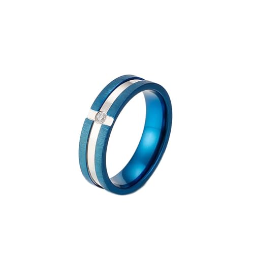 Trauringe 6mm, Ring Damen Verlobungsring Edelstahl Rund mit Zirkonia Blau Größe 60 (19.1) Herren Schmuck Komfort Fit von Dsnyu