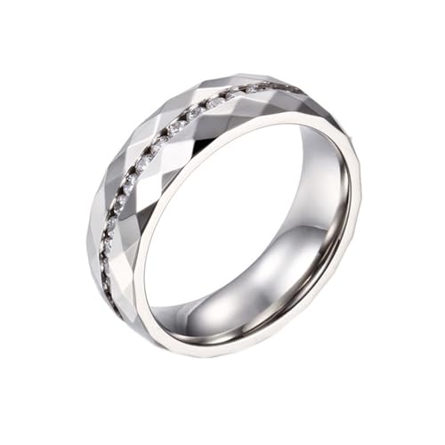 Vintage Ringe Edelstahl, Vintage Ringe Silber Raute mit Zirkonia Größe 60 (19.1) Damen Herren Schmuck für Geburtstag von Dsnyu