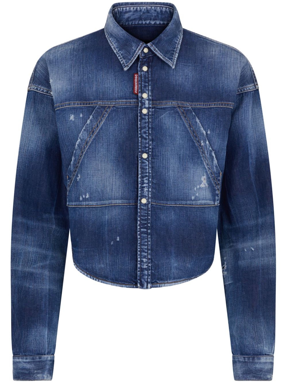 Dsquared2 Cropped-Jeanshemd im Distressed-Look - Blau von Dsquared2