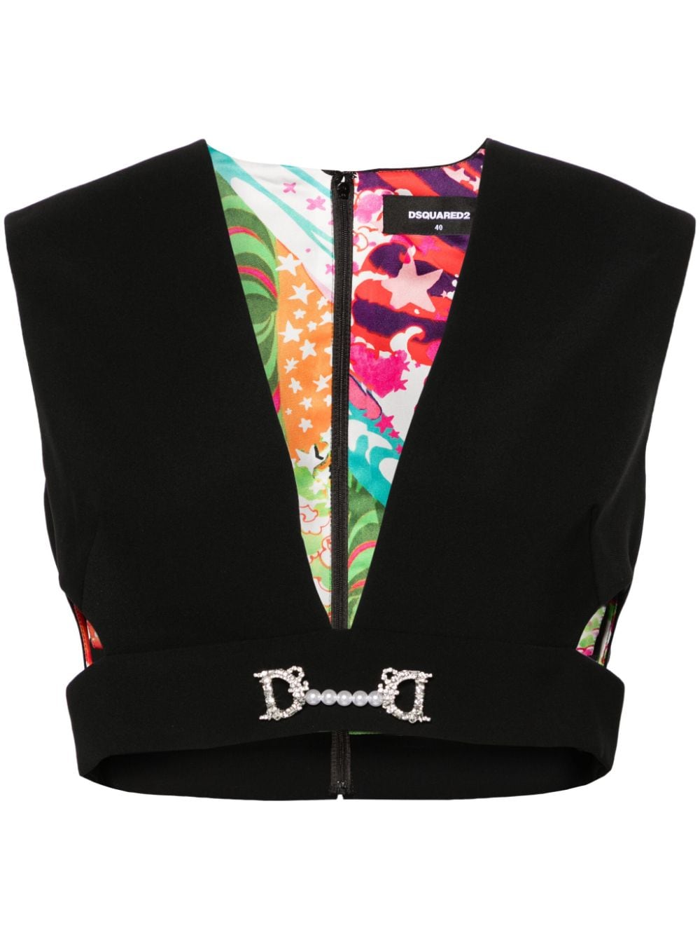 Dsquared2 Cropped-Top mit Logo-Schild - Schwarz von Dsquared2