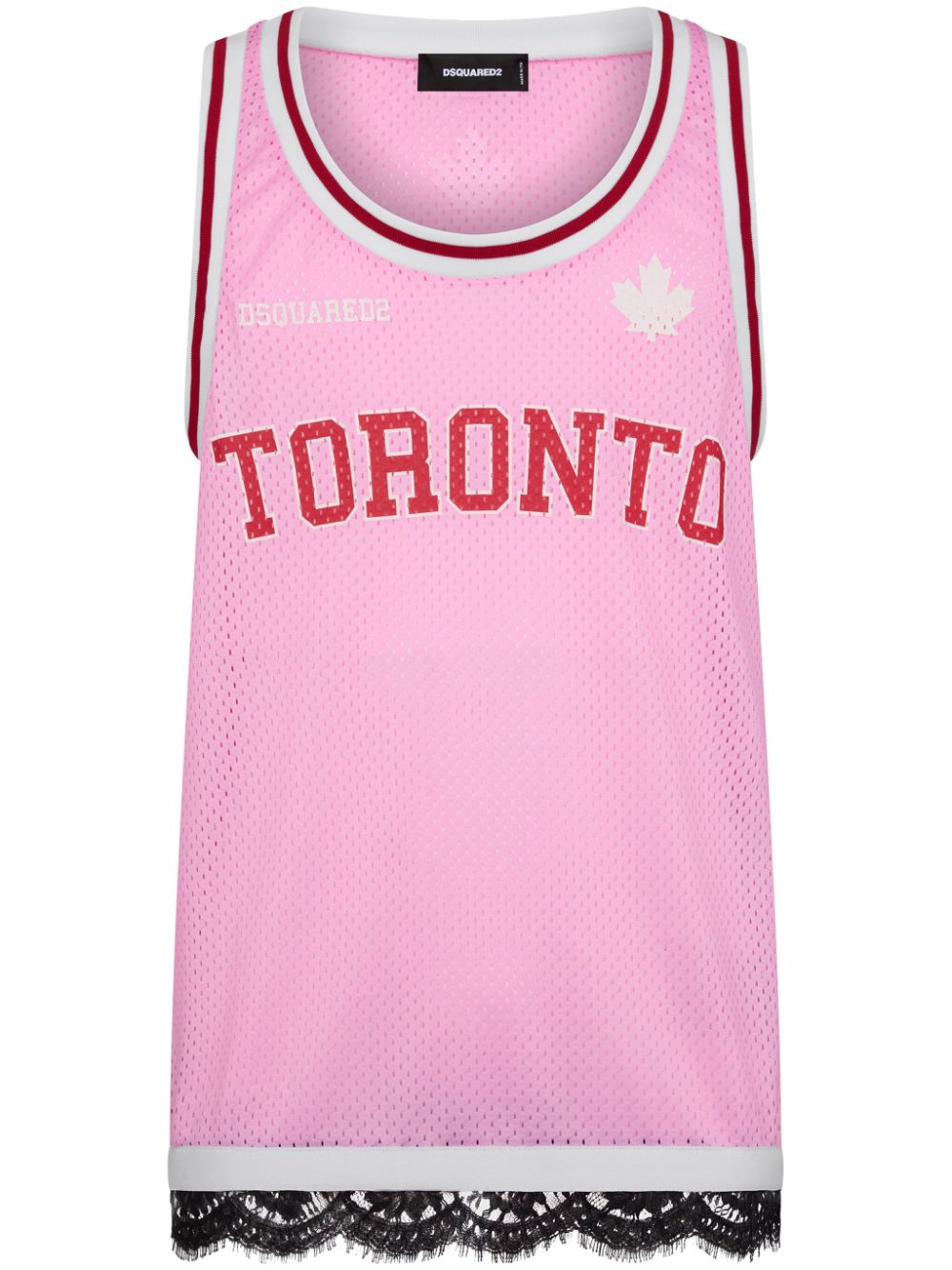 Dsquared2 Jersey-Trägershirt mit Spitzenborte - Rosa von Dsquared2