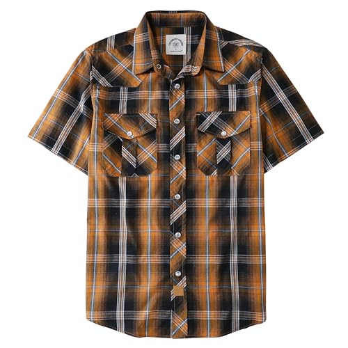 Dubinik® Kurzarmhemd Herren Kariertes Western Hemd Herren Kurzarm Druckknöpfe Freizeithemden Cowboy Vintage Regular Fit von Dubinik