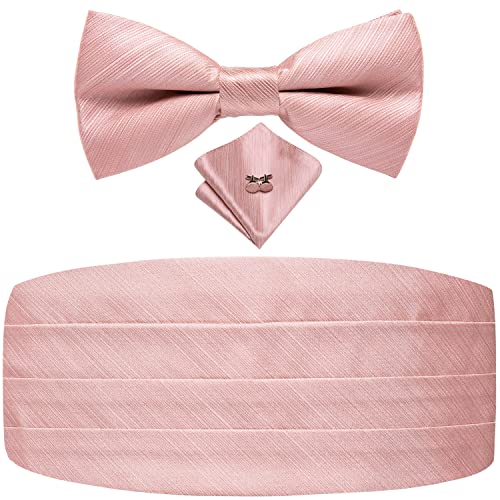 Dubulle Herren-Fliegen-Set, einfarbig, gewebt, vorgebunden, für Herren, Hochzeit, Business-Geschenk, Blush Pink Kummerbund, Medium von Dubulle