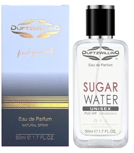 SUGAR WATER Eau de Parfum UNISEX für Damen und Herren von DuftzwillinG, PU2 VIP, riecht wie Kirmes mit Zuckerwatte und Süßigkeiten, süsser Duft stark und langhaltend, hoher Duftölanteil (50ml) von DuftzwillinG