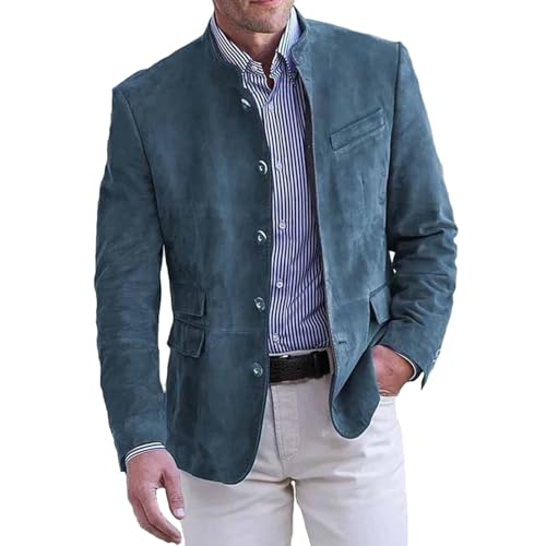 Duohropke Herren-Blazer Wildleder Reverskragenjacke Spleiß und Kontrastfarben Stehkragen Einfarbig Slim Fit Freizeit Blazer Vintage Anzugjacke Duohropke Herren-Blazer Wildleder Reverskragenjacke Spleiß und Kontrastfarben Stehkragen Einfarbig Slim Fit Freizeit Blazer Vintage Anzugjacke von Duohropke
