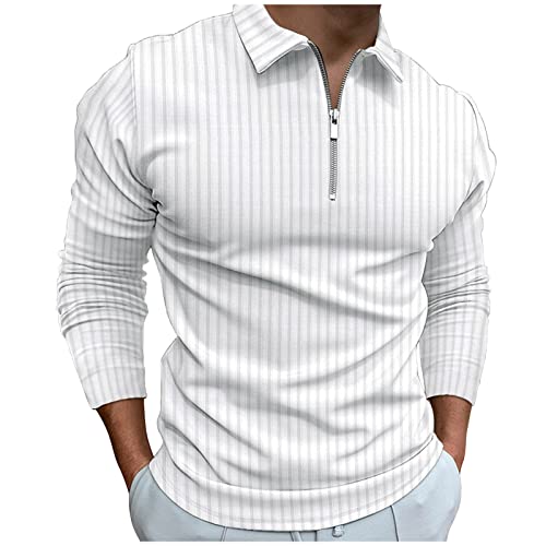Duohropke Herren Langarm Poloshirt mit Reißverschluss Slim Fit Freizeithemden Baumwolle Golf T-Shirt Polohemd von Duohropke