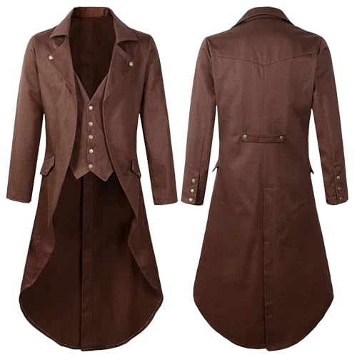 Duohropke Viktorianische Steampunk Jacke für Herren Vintage Gothic Piraten Slim Fit Frack Wikinger Renaissance Karneval Halloween Weihnachten Uniform Kostüm Duohropke Viktorianische Steampunk Jacke für Herren Vintage Gothic Piraten Slim Fit Frack Wikinger Renaissance Karneval Halloween Weihnachten Uniform Kostüm von Duohropke