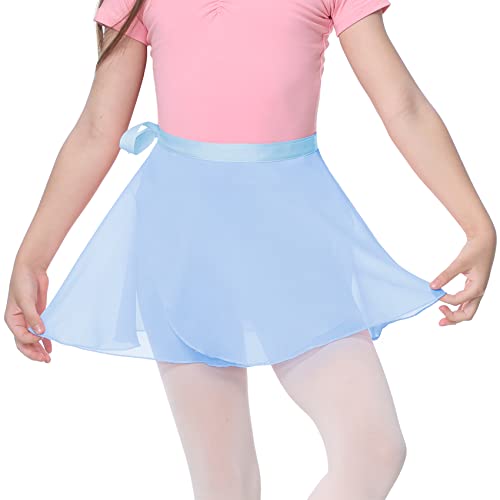 Durio Ballett Wickelrock Mädchen Ballettrock Chiffon Tanz Rock Antistatisch mit Verstellbarer Taillenbindung Blau 110-130 (Tag Size M) von Durio