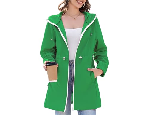 Durio Damen Dünne Regenjacke Wasserdichte Faltbar Regenmantel mit Kapuze Leicht Atmungsaktive Lange Windbreaker Jacke Travel Regenponcho für Frauen Durio Damen Dünne Regenjacke Wasserdichte Faltbar Regenmantel mit Kapuze Leicht Atmungsaktive Lange Windbreaker Jacke Travel Regenponcho für Frauen von Durio