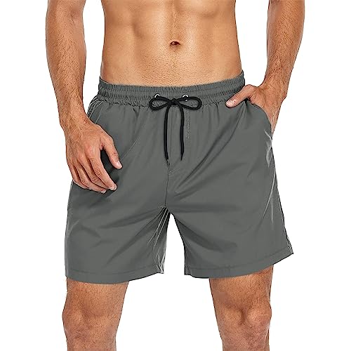 Durio Herren Badehose Schnelltrocknend Boardshorts Badeshorts Urlaub Freizeit Short Badehose für Herren Jungen Badeshorts für Männer Grau 2XL von Durio