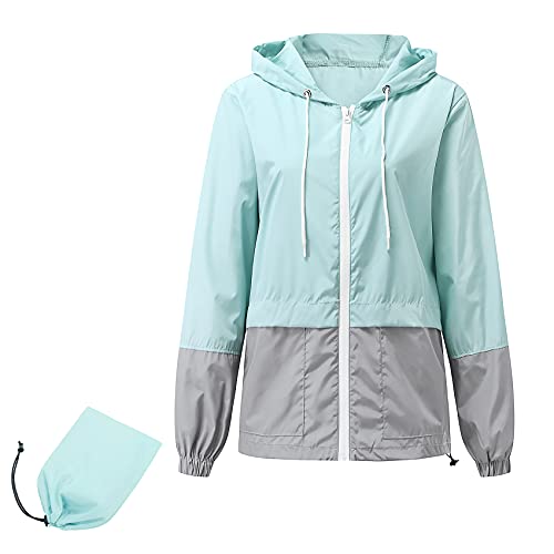 Durio Leicht Regenjacke Damen Wasserdicht Atmungsaktiv Faltbar Windbreaker Mit Kapuze Softshelljacke Fahrradjacke Regencape Blau M von Durio