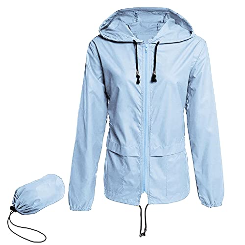 Durio Regenjacke Damen Windjacke Damen leicht Windbreaker Damen Wasserdicht Atmungsaktiv Wanderjacke Damen Geeignet für Wandern, Camping, Laufen und Radfahren Blau 3XL von Durio