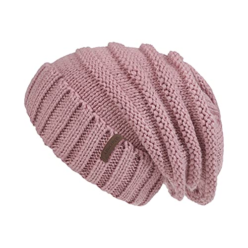 Durio Wintermütze Damen Beanie Mütze Herren Unisex Strickmütze Slouch Beanie Umschlag Cap Fleece Rosa von Durio