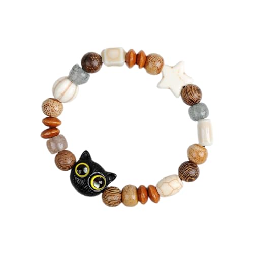 Duyeuau Handgefertigte Halskette mit Katzenmotiven, unverwechselbares Katzenmotiv, Glasperlen, elegante Handgelenkkette, Schmuckanhänger Duyeuau Handgefertigte Halskette mit Katzenmotiven, unverwechselbares Katzenmotiv, Glasperlen, elegante Handgelenkkette, Schmuckanhänger von Duyeuau