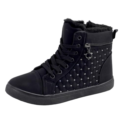 Dvina Trend Sneaker Damen Stiefeletten, Boots - Gefütterte Freizeitschuhe für den Winter 3025 Schwarz Schwarz EUR 38 von Dvina