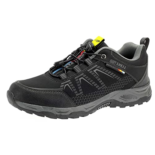 Herren Damen Sneaker Trekkingschuhe - Perfekt für Outdoor-Aktivitäten und Freizeit: Robuste Wanderschuhe mit Schnürung 2213 Schwarz Grau EU 45 von Dvina