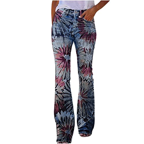 Jeans Damen High Waist Schlaghose Y2K Mode Bedruckte Dünne Stretch Skinny Jeanshose mit Stretch-Knöpfen für Damen Denim Freizeithose Elegante Bootcut Röhrenjeans Schlagjeans Streetwear Jeans Damen High Waist Schlaghose Y2K Mode Bedruckte Dünne Stretch Skinny Jeanshose mit Stretch-Knöpfen für Damen Denim Freizeithose Elegante Bootcut Röhrenjeans Schlagjeans Streetwear von DxanDn