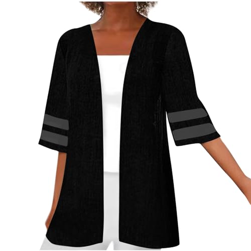 Leichte Strickjacken für Damen, Mesh Spitze Sommer Einfarbig Baumwolle Leinen Mittellanges Ärmeloberteil, Longtops Sommer Elegant Sommermantel Leichte Lang Cardigan Shirtjacke Leichte Strickjacken für Damen, Mesh Spitze Sommer Einfarbig Baumwolle Leinen Mittellanges Ärmeloberteil, Longtops Sommer Elegant Sommermantel Leichte Lang Cardigan Shirtjacke von DxanDn