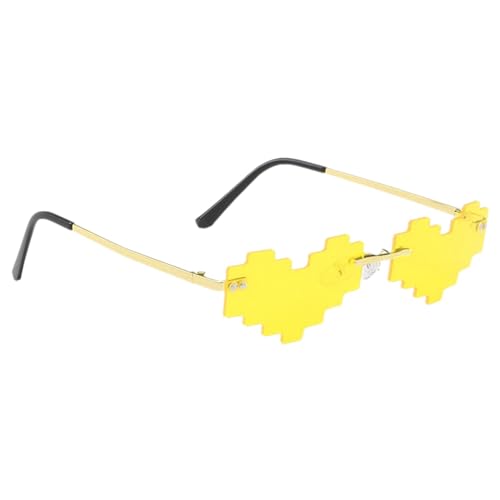 Dyeulget Herz-Sonnenbrille, niedliche herzförmige Sonnenbrille, bunte randlose Brillen, lustige Brille für Abschlussball, Strand, Party, Disco für Erwachsene, Kinder von Dyeulget