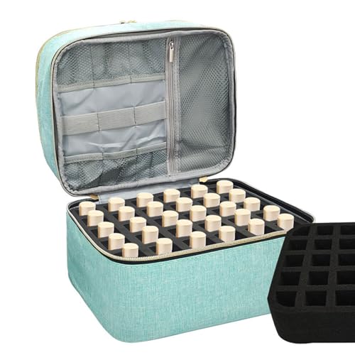 Dyeulget Nagellack-Organizer-Etui, große Nagellack-Aufbewahrungs-Tragetasche für 30 Flaschen, doppellagige tragbare Make-up-Box für Nageltrocknerlampe, Na -A-rt-Werkzeug-Zubehör von Dyeulget