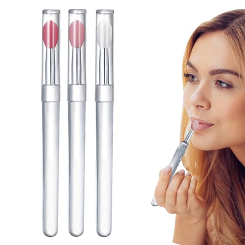 Dyeulget Silikon-Lippenpinsel mit Deckel – wiederverwendbarer Lippenbalsam-Applikator, tragbar, Silikon-Lippenpinsel, Lipgloss-Balsam-Applikator, Lidschatten, Lippenpeeling-Pinsel, Applikator, von Dyeulget