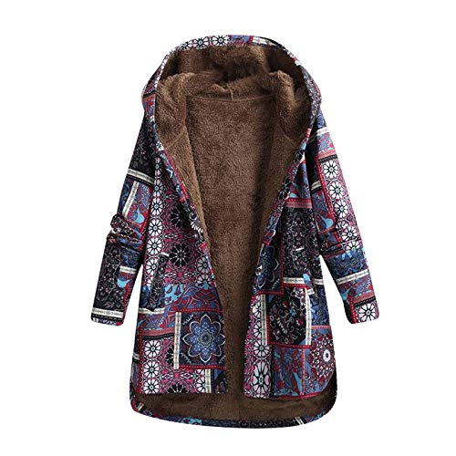 Dyhxuan Jacke Damen Übergangsjacke Nationaler Stil Winterjacke Fleecejacke Langarm Kapuze Teddy Wintermantel Warm Gefüttert Fleece Plüschjacke Herbst Winter Outdoorjacke Mantel Funktionsjacke S-5XL von Dyhxuan