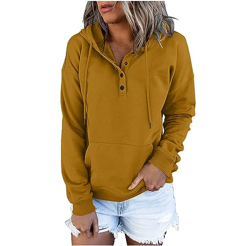 Dyhxuan Sweatshirt Damen Knopfleiste Kapuzenpullover Einfarbig Hoodie mit Kordelzug Langarm Pullover mit Tasche Autumn Winter Pulli Langarmshirt Frauen Sweatjacke Outwear Trendy Kapuzenpulli 2024 Dyhxuan Sweatshirt Damen Knopfleiste Kapuzenpullover Einfarbig Hoodie mit Kordelzug Langarm Pullover mit Tasche Autumn Winter Pulli Langarmshirt Frauen Sweatjacke Outwear Trendy Kapuzenpulli 2024 von Dyhxuan