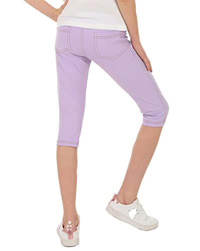 Dykmod Mädchen 3/4 Capri Leggings Hose Jeans-Optik Jeggings Treggings Kinder Sommer hk337 134 Lila von Dykmod