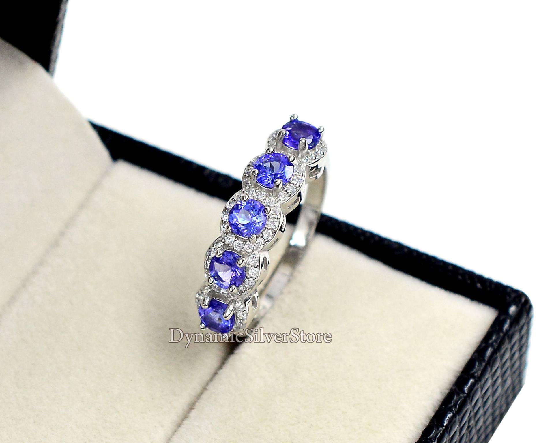 925 Sterling Silber Ring, Natürlicher Tansanit Dezember Geburtsstein, Blau Violett Schmuck, Verlobung Frauen Geschenk Für Sie von DynamicSilverStore