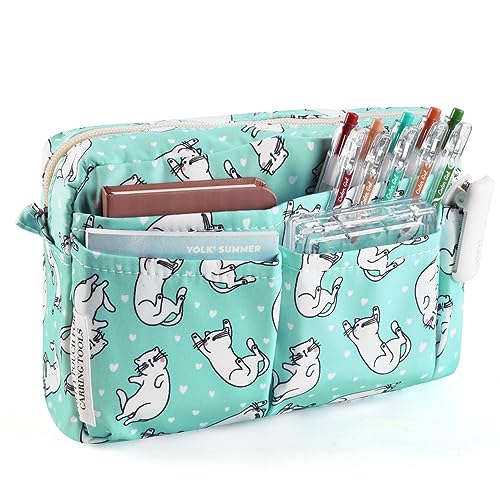 E-WEICHEN Mehrere Taschen Kunst Werkzeug Skizze Aufbewahrungstasche Marker Pouch Stift Bleistift Fall Einfache Schreibwaren Wasserdichte Tasche für Journal Büro Erwachsene Sleepy Cat von E-WEICHEN