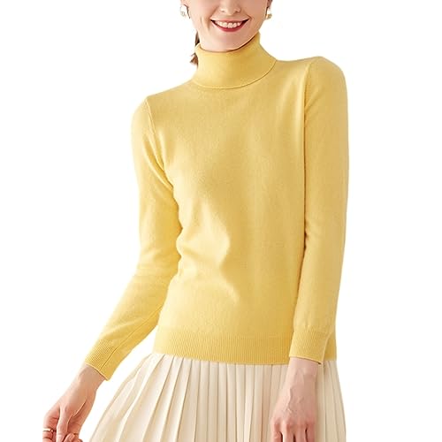E-girl Damen 95% Kaschmir Pullover Gelb Rollkragen Langarm Strickpullover Kaschmir Wolle Einfarbige Relaxed Dünner Pullover,40,RMS3301 E-girl Damen 95% Kaschmir Pullover Gelb Rollkragen Langarm Strickpullover Kaschmir Wolle Einfarbige Relaxed Dünner Pullover,40,RMS3301 von E-girl