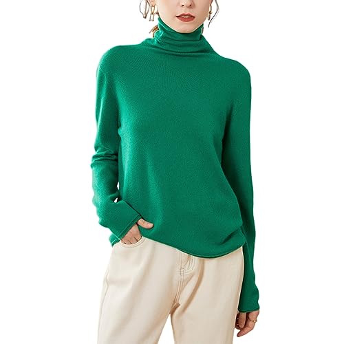 E-girl Damen 95% Kaschmir Pullover Grün Rollkragen Langarm Strickpullover Kaschmir Wolle Einfarbige Relaxed Dünner Pullover,40,YZL504 E-girl Damen 95% Kaschmir Pullover Grün Rollkragen Langarm Strickpullover Kaschmir Wolle Einfarbige Relaxed Dünner Pullover,40,YZL504 von E-girl