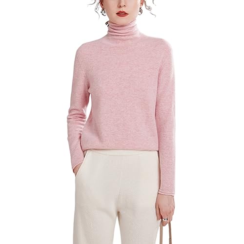 E-girl Damen 95% Kaschmir Pullover Hellrosa Rollkragen Langarm Strickpullover Kaschmir Wolle Einfarbige Relaxed Dünner Pullover,40,YZL504 E-girl Damen 95% Kaschmir Pullover Hellrosa Rollkragen Langarm Strickpullover Kaschmir Wolle Einfarbige Relaxed Dünner Pullover,40,YZL504 von E-girl