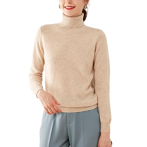 E-girl Damen 95% Kaschmir Pullover Kamel Rollkragen Langarm Strickpullover Kaschmir Wolle Einfarbige Relaxed Dünner Pullover,40,RMS3301 E-girl Damen 95% Kaschmir Pullover Kamel Rollkragen Langarm Strickpullover Kaschmir Wolle Einfarbige Relaxed Dünner Pullover,40,RMS3301 von E-girl