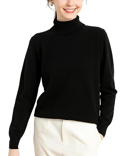 E-girl Damen 95% Kaschmir Pullover Schwarz Rollkragen Langarm Strickpullover Kaschmir Wolle Einfarbige Relaxed Dicker Pullover,44,DF8004 E-girl Damen 95% Kaschmir Pullover Schwarz Rollkragen Langarm Strickpullover Kaschmir Wolle Einfarbige Relaxed Dicker Pullover,44,DF8004 von E-girl