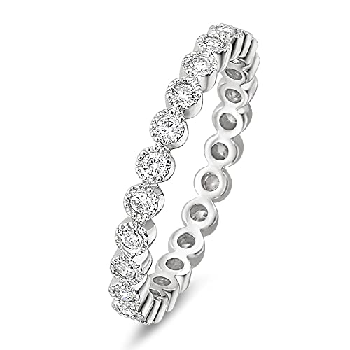 EAMTI Ehering für Damen, 925er-Sterlingsilber, Cubic Zirkonia, stapelbar, Größe 36-47, 10, Kristall, Zirkonia von EAMTI