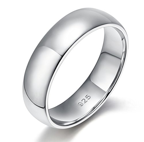 EAMTI Ring aus 925er-Sterlingsilber, 2 mm, 4 mm, 6 mm, hochglanzpoliert, einfarbig, bequeme Passform, Größe 4–12, Sterling Silber von EAMTI
