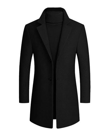 ECDAHICC Herren Winter Französisch Wolle Trench Mantel Casual Lange Erbsenmantel Premium Classic Business Anzug(BL,L) von ECDAHICC