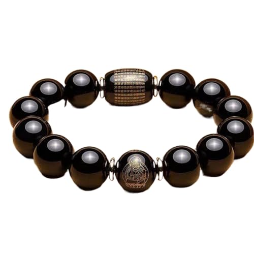 Reichtum-Wohlstand-Charme-Armband, Feng Shui Lucky Eight Zodiac Schutzpatron-Charm-Armband, roter Achat, Odsidian-Amulett, lockt Geld, Wohlstand, Glück, Achat-Ratte, 10 mm ( Color : Obsidian horse_10m von ECOLFE