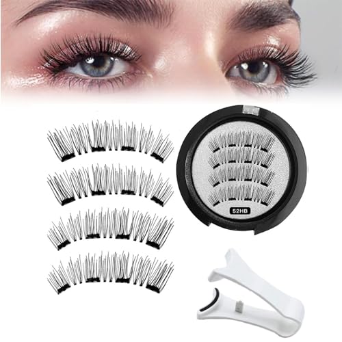 Lumentes magnetische Wimpern, Lumentes magnetische Wimpern, magnetische Wimpern ohne Eyeliner, wiederverwendbare magnetische Wimpern mit Applikator, kein Kleber oder Liner erforderlich (Color : 52HB- von EDAT