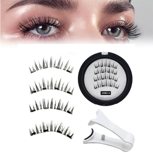 Lumentes magnetische Wimpern, Lumentes magnetische Wimpern, magnetische Wimpern ohne Eyeliner, wiederverwendbare magnetische Wimpern mit Applikator, kein Kleber oder Liner erforderlich (Color : CHN2- von EDAT