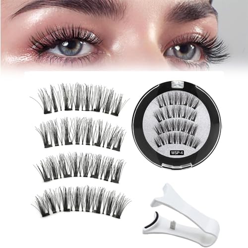 Lumentes magnetische Wimpern, Lumentes magnetische Wimpern, magnetische Wimpern ohne Eyeliner, wiederverwendbare magnetische Wimpern mit Applikator, kein Kleber oder Liner erforderlich (Color : WSP-4 von EDAT