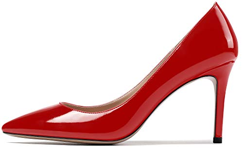 EDEFS Damen High Heel Klassische Abendschuhe Spitze Zehen Hochzeit Pumps Rot EU42 von EDEFS