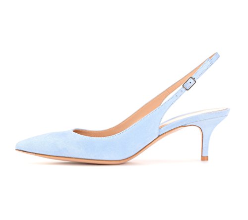 EDEFS Spitze Damen Pumps Abendschuhe Hochzeit Schuhe Baby Blue Größe EU39 von EDEFS