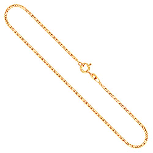 EDELIND Goldkette Damen Herren Echt Gold 1.7 mm, Panzerkette flach 750 aus Gelbgold, Kette Gold mit Stempel, Halskette mit Federring, Länge 36 cm, Gewicht ca. 4.2 g, Made in Germany von EDELIND